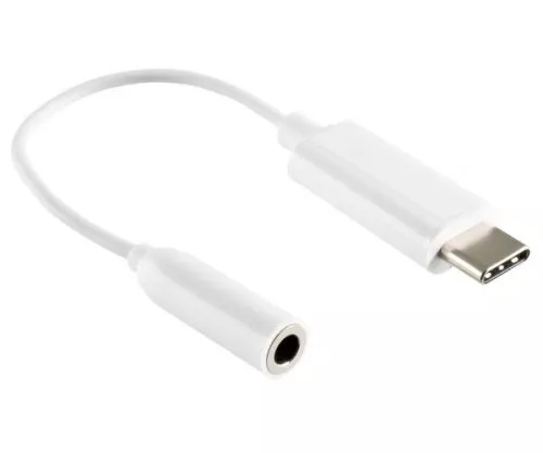 USB-C adapter to 3.5mm (digital), with chipset, 13.5cm, white, DINIC box